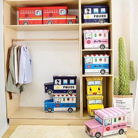 Portable Foldable Storage Box, Organizer, Stool, Car Model, Bus, Ice Cream Car - Picture 14 of 16